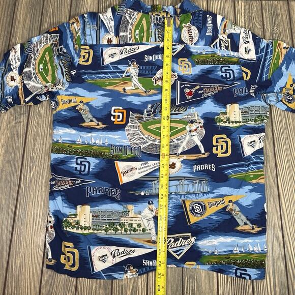 San Diego Padres MLB Reyn Spooner Sports Hawaiian Shirt 1998 NL Champs Pennant L - Picture 6 of 6